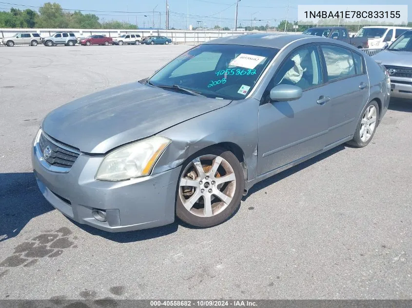 2008 Nissan Maxima 3.5 Se VIN: 1N4BA41E78C833155 Lot: 40558682