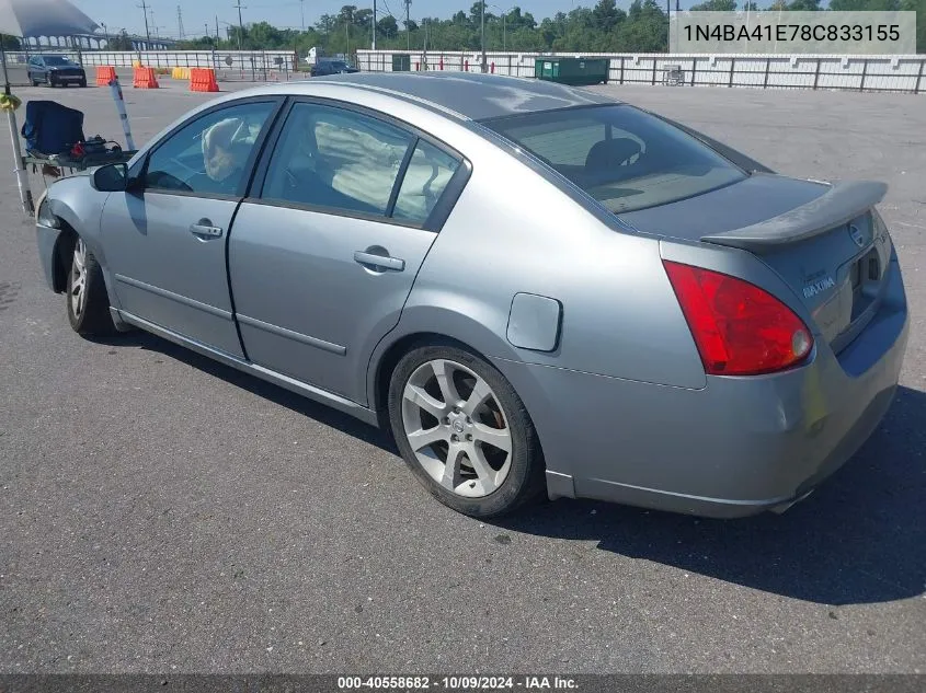 2008 Nissan Maxima 3.5 Se VIN: 1N4BA41E78C833155 Lot: 40558682