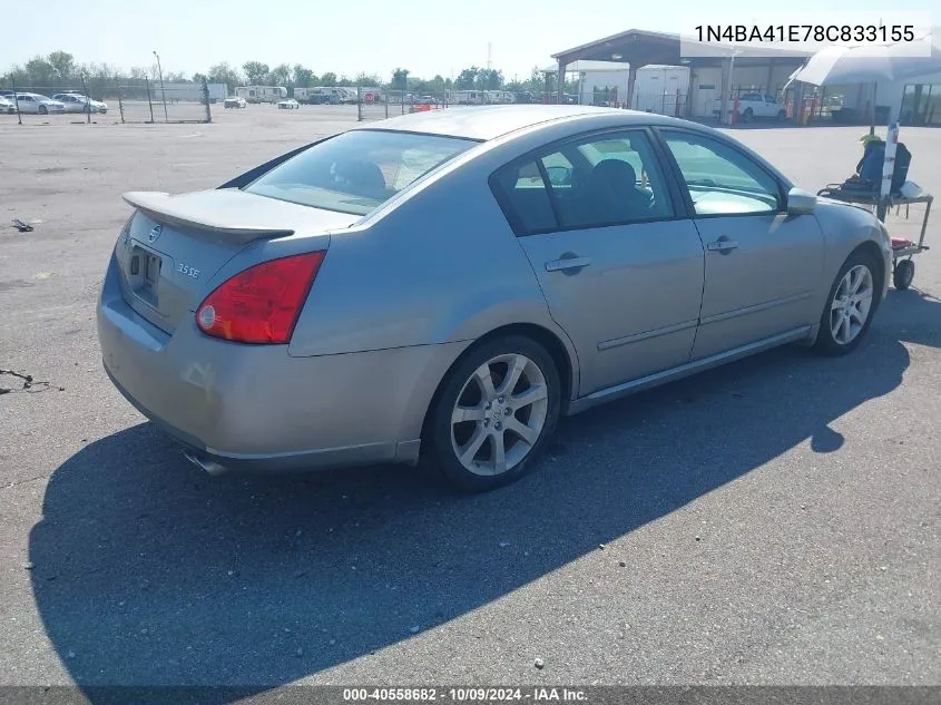 2008 Nissan Maxima 3.5 Se VIN: 1N4BA41E78C833155 Lot: 40558682