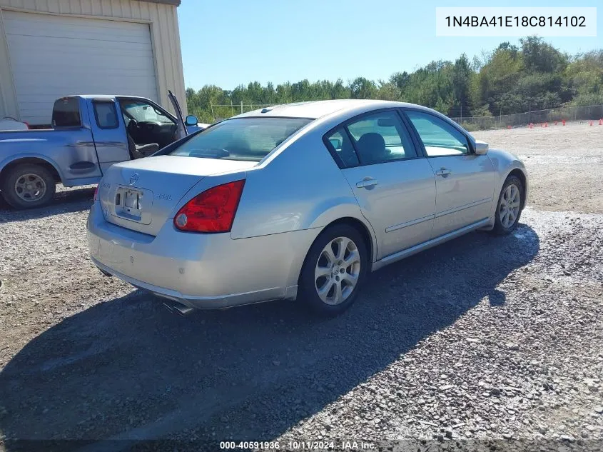 2008 Nissan Maxima 3.5 Sl VIN: 1N4BA41E18C814102 Lot: 40591936