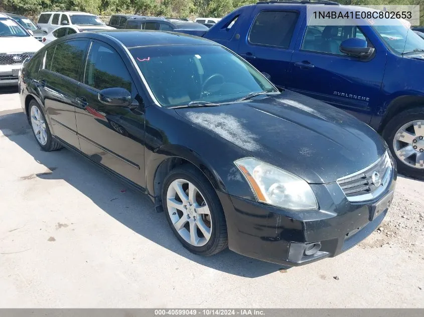 2008 Nissan Maxima 3.5 Se VIN: 1N4BA41E08C802653 Lot: 40599049