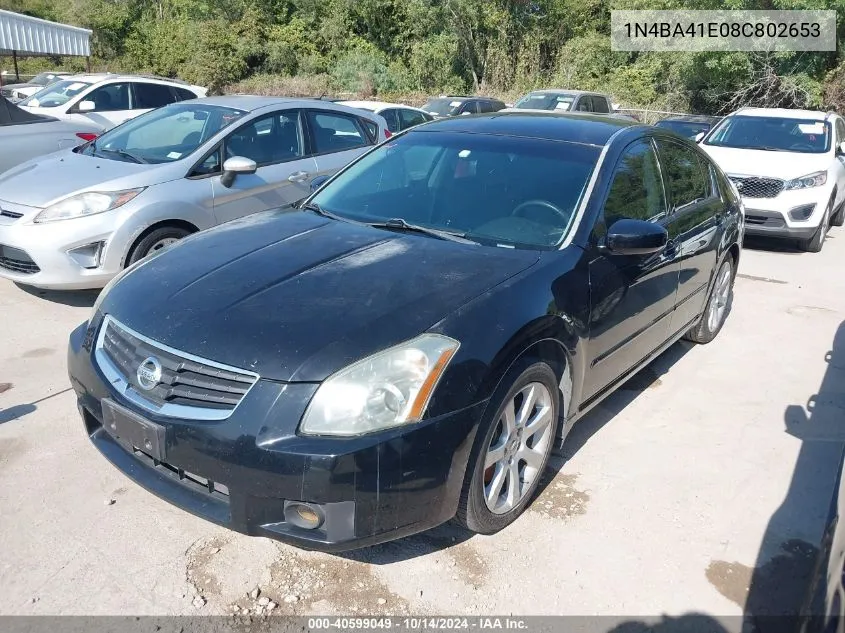 2008 Nissan Maxima 3.5 Se VIN: 1N4BA41E08C802653 Lot: 40599049