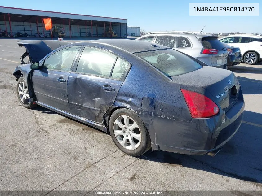 2008 Nissan Maxima Se/Sl VIN: 1N4BA41E98C814770 Lot: 40608219