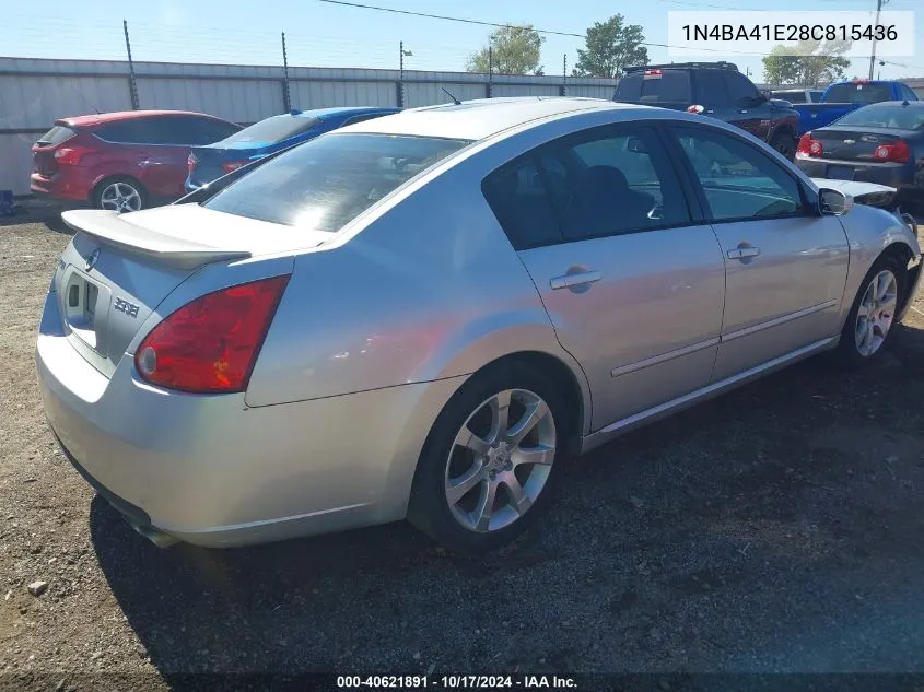 2008 Nissan Maxima 3.5 Se VIN: 1N4BA41E28C815436 Lot: 40621891