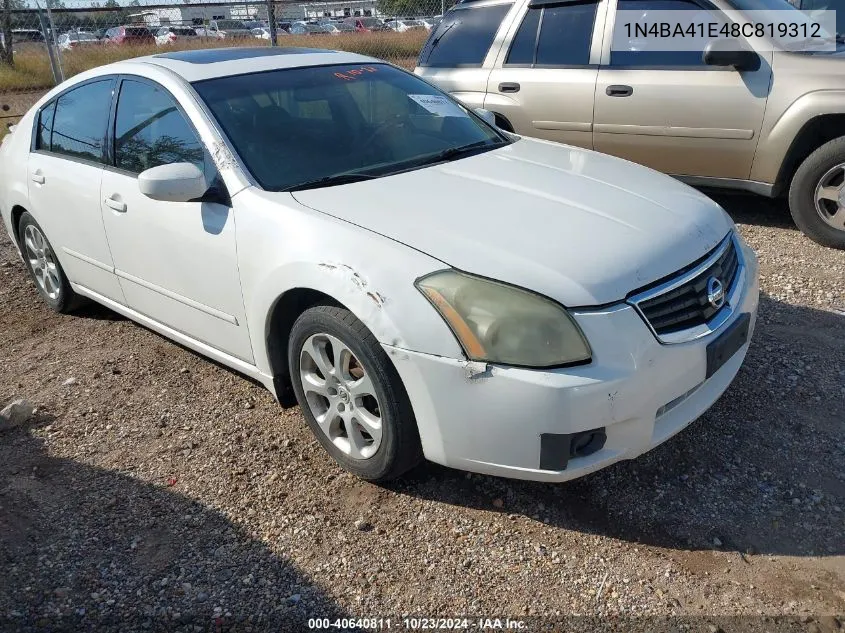 2008 Nissan Maxima 3.5 Sl VIN: 1N4BA41E48C819312 Lot: 40640811