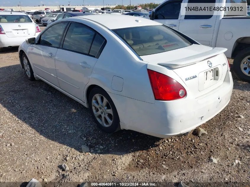 2008 Nissan Maxima 3.5 Sl VIN: 1N4BA41E48C819312 Lot: 40640811