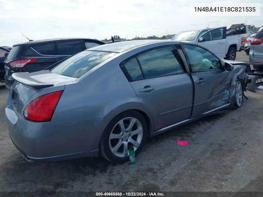 2008 Nissan Maxima 3.5 Se VIN: 1N4BA41E18C821535 Lot: 40665568