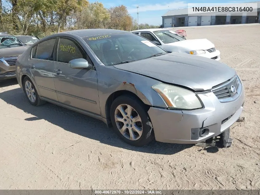 2008 Nissan Maxima 3.5 Sl VIN: 1N4BA41E88C816400 Lot: 40672970