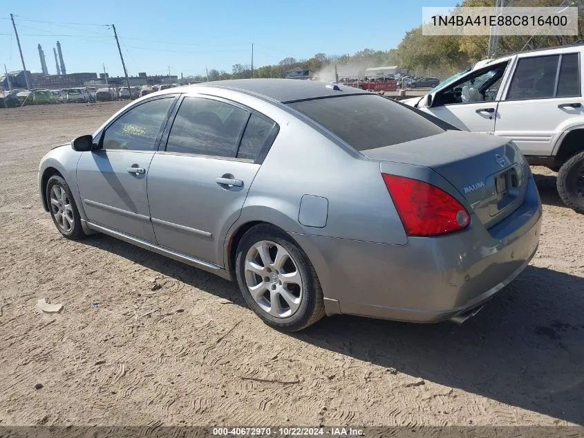 2008 Nissan Maxima 3.5 Sl VIN: 1N4BA41E88C816400 Lot: 40672970