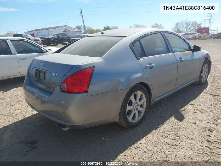 2008 Nissan Maxima 3.5 Sl VIN: 1N4BA41E88C816400 Lot: 40672970