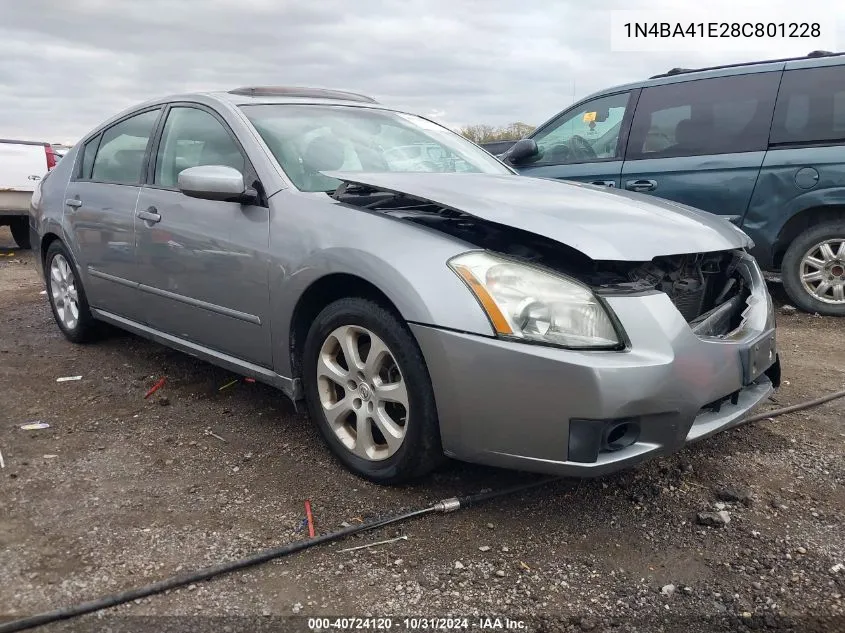 2008 Nissan Maxima 3.5 Sl VIN: 1N4BA41E28C801228 Lot: 40724120