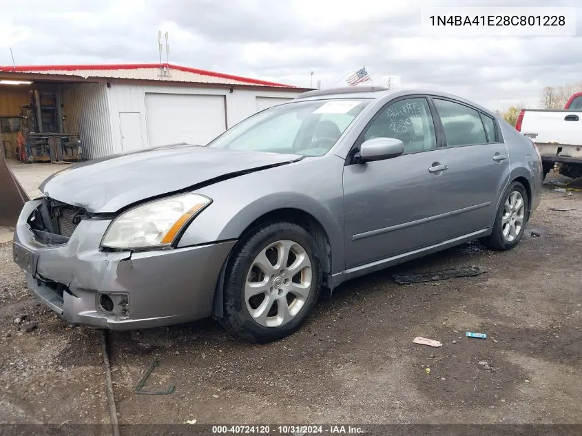 2008 Nissan Maxima 3.5 Sl VIN: 1N4BA41E28C801228 Lot: 40724120