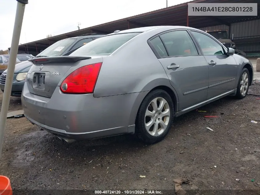 2008 Nissan Maxima 3.5 Sl VIN: 1N4BA41E28C801228 Lot: 40724120