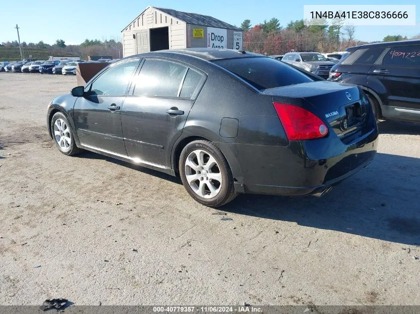 2008 Nissan Maxima 3.5 Sl VIN: 1N4BA41E38C836666 Lot: 40779357