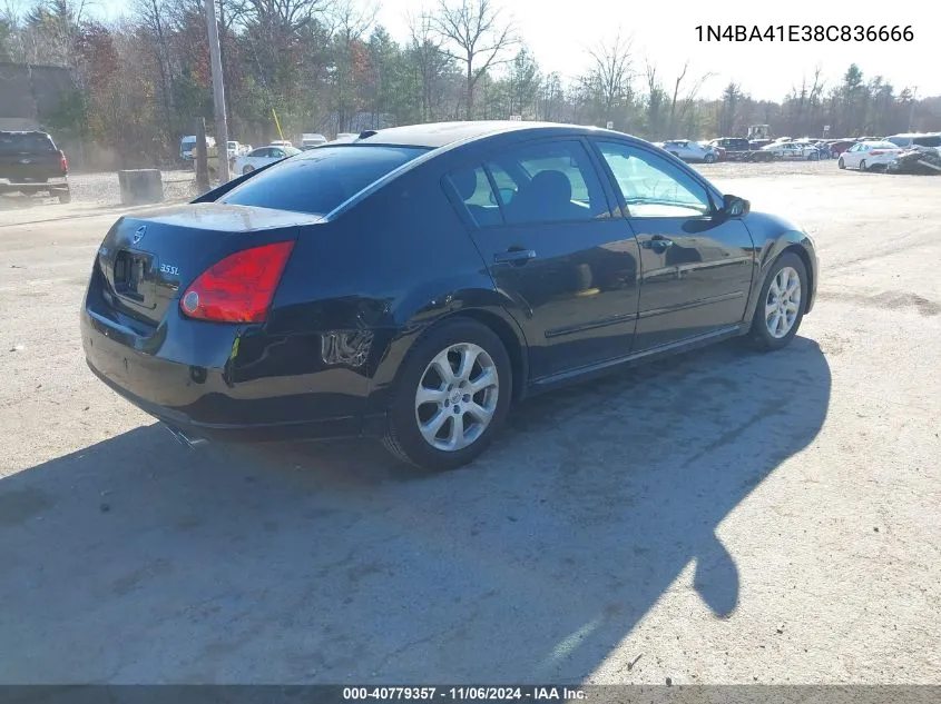 2008 Nissan Maxima 3.5 Sl VIN: 1N4BA41E38C836666 Lot: 40779357