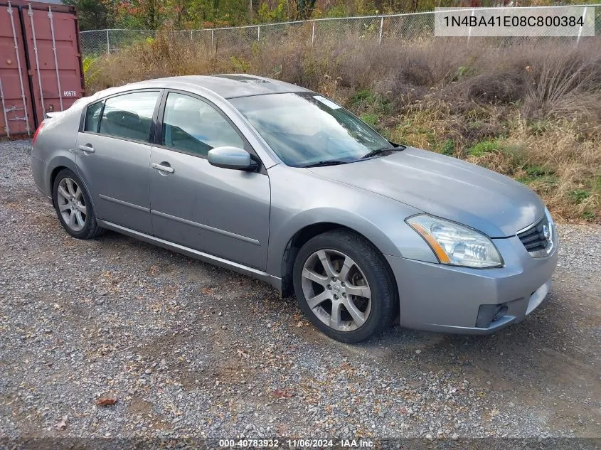 2008 Nissan Maxima 3.5 Se VIN: 1N4BA41E08C800384 Lot: 40783932