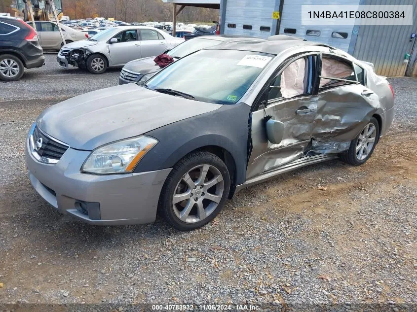 2008 Nissan Maxima 3.5 Se VIN: 1N4BA41E08C800384 Lot: 40783932