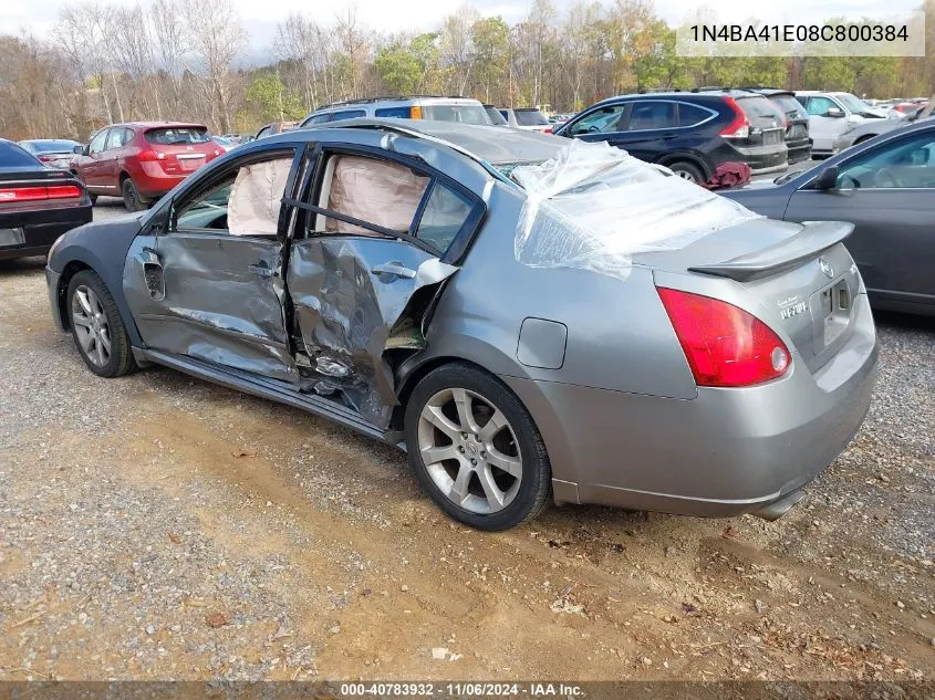 2008 Nissan Maxima 3.5 Se VIN: 1N4BA41E08C800384 Lot: 40783932