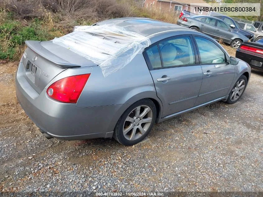 2008 Nissan Maxima 3.5 Se VIN: 1N4BA41E08C800384 Lot: 40783932