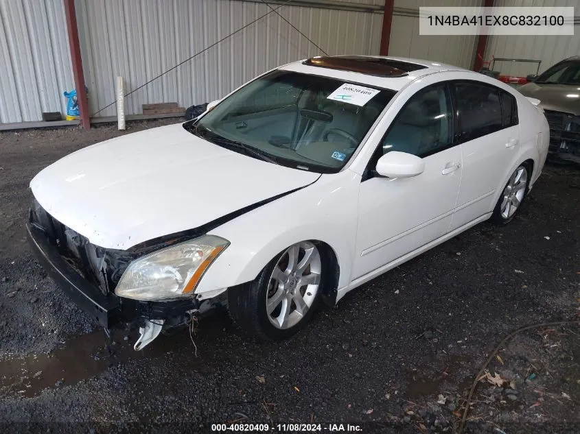 2008 Nissan Maxima 3.5 Se VIN: 1N4BA41EX8C832100 Lot: 40820409