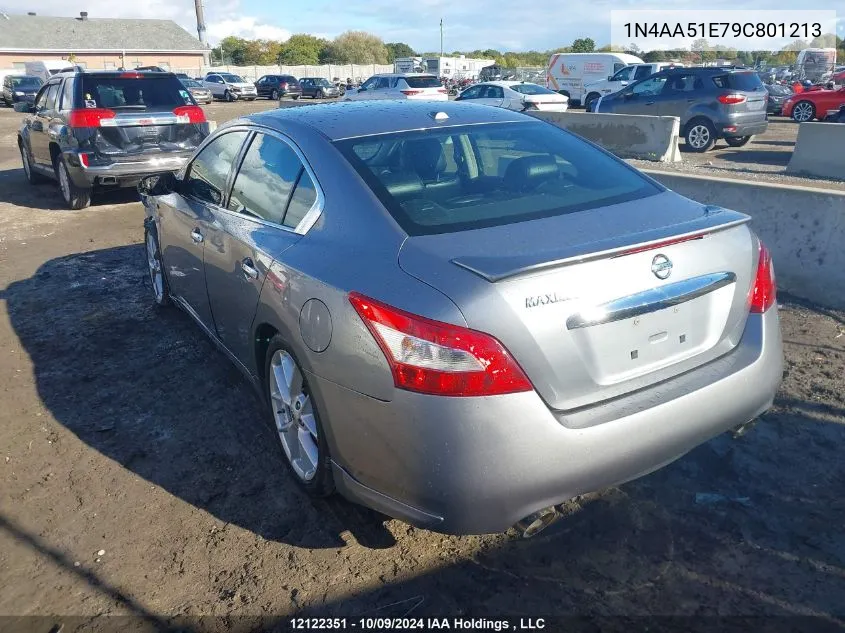 2009 Nissan Maxima S/Sv VIN: 1N4AA51E79C801213 Lot: 12122351