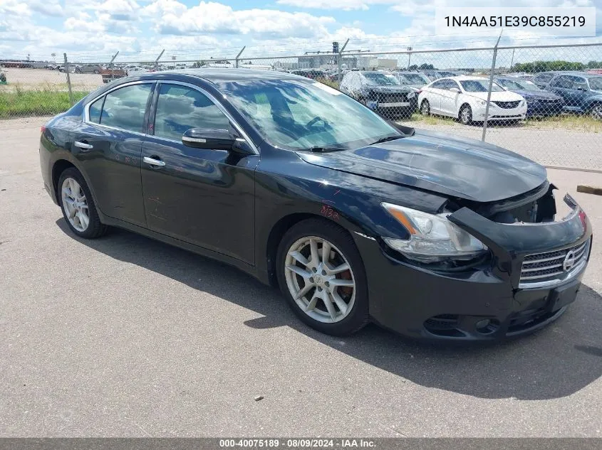 2009 Nissan Maxima 3.5 Sv VIN: 1N4AA51E39C855219 Lot: 40075189