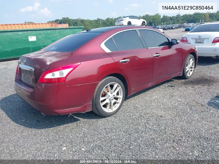 2009 Nissan Maxima 3.5 Sv VIN: 1N4AA51E29C850464 Lot: 40129610