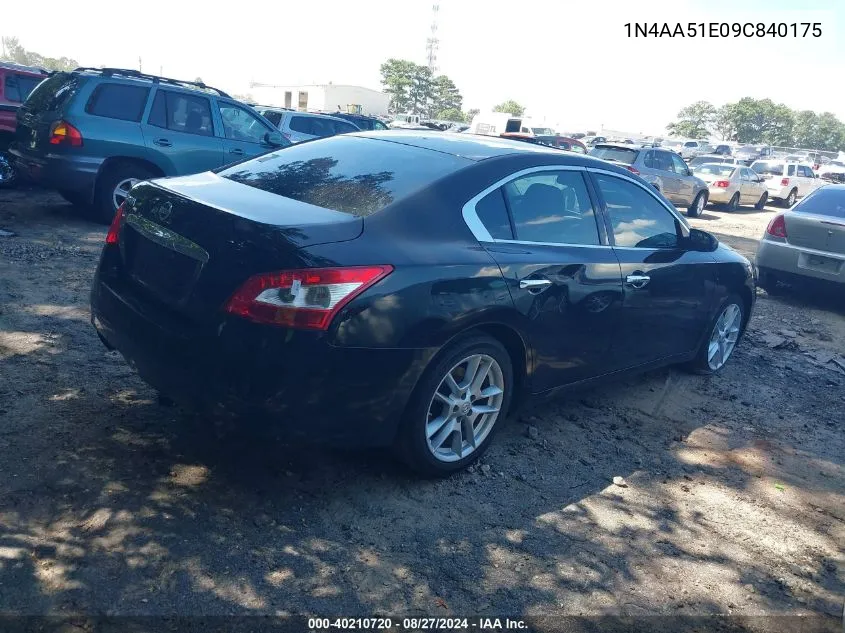 2009 Nissan Maxima 3.5 S VIN: 1N4AA51E09C840175 Lot: 40210720