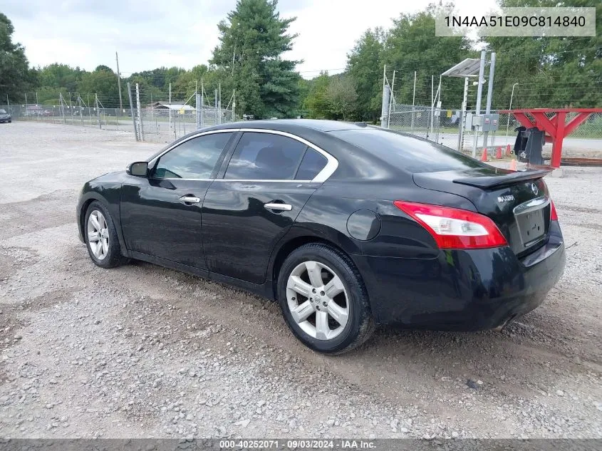 2009 Nissan Maxima 3.5 Sv VIN: 1N4AA51E09C814840 Lot: 40252071