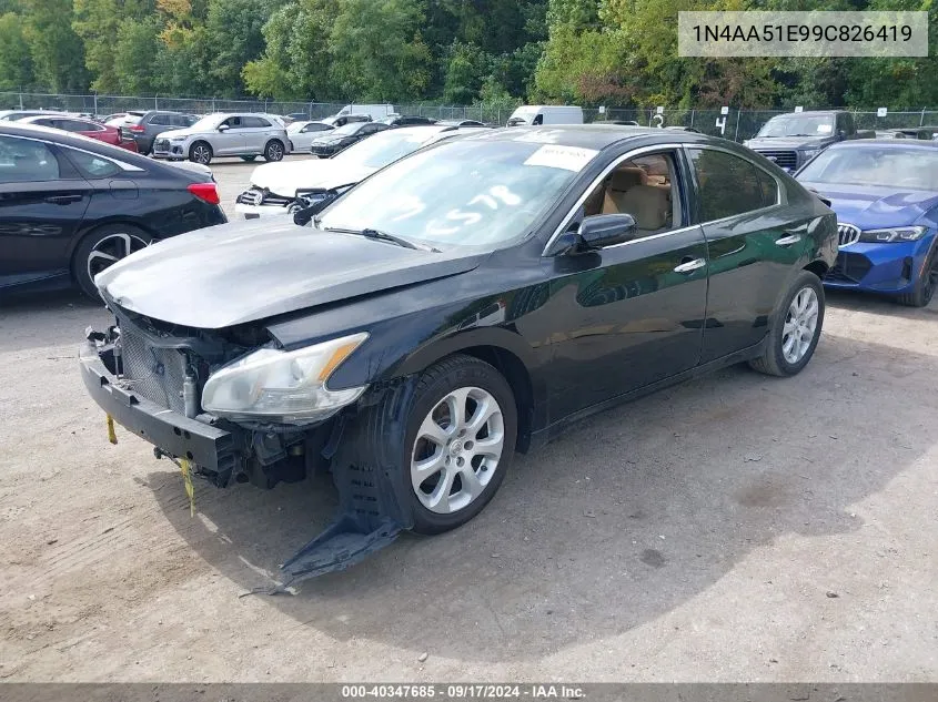 2009 Nissan Maxima S/Sv VIN: 1N4AA51E99C826419 Lot: 40347685