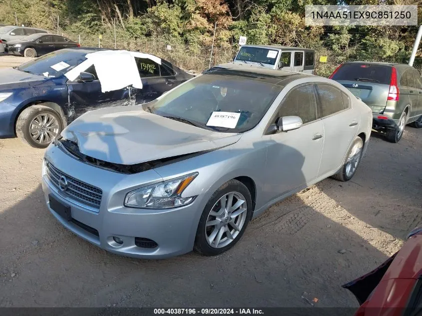 2009 Nissan Maxima 3.5 Sv VIN: 1N4AA51EX9C851250 Lot: 40387196