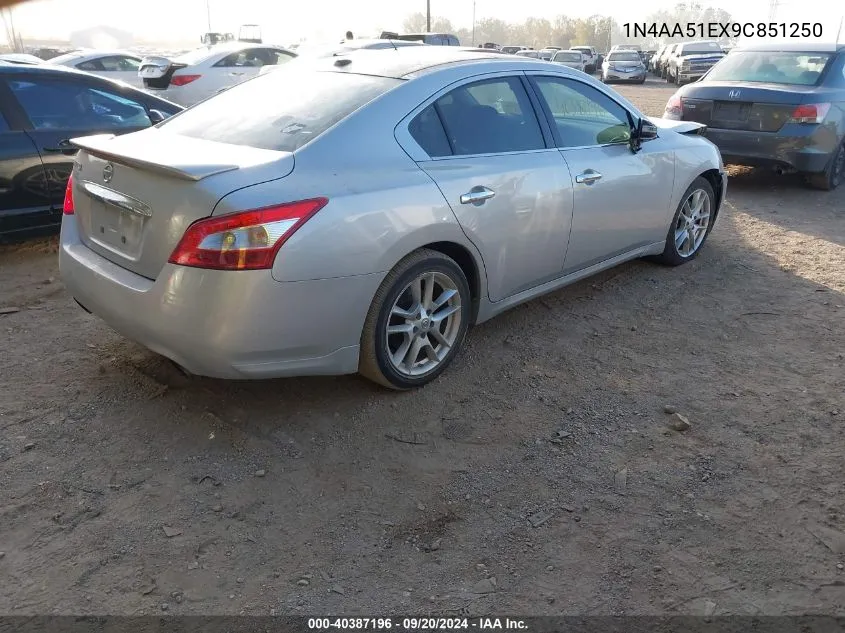 2009 Nissan Maxima 3.5 Sv VIN: 1N4AA51EX9C851250 Lot: 40387196