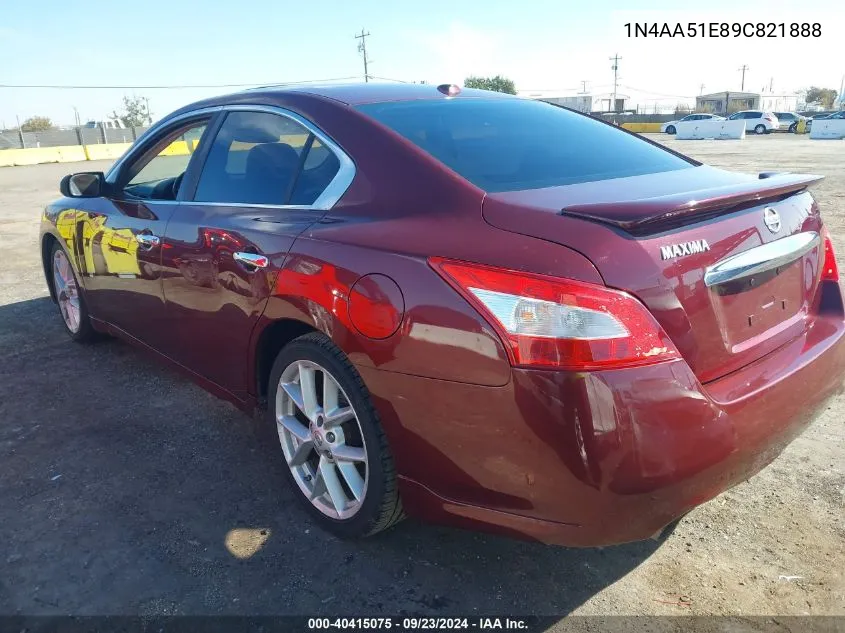 2009 Nissan Maxima 3.5 Sv VIN: 1N4AA51E89C821888 Lot: 40415075