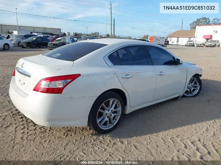 2009 Nissan Maxima S/Sv VIN: 1N4AA51E09C851032 Lot: 40503034