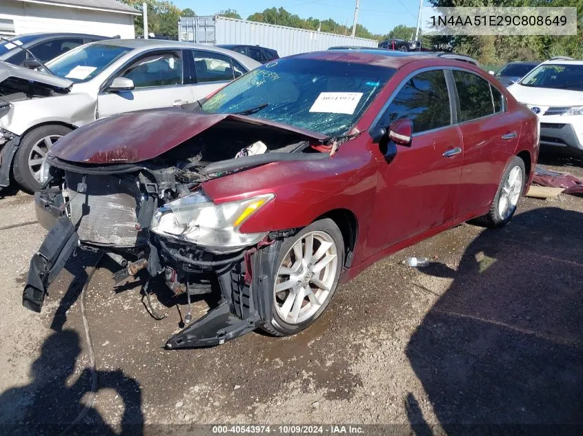 2009 Nissan Maxima S/Sv VIN: 1N4AA51E29C808649 Lot: 40543974