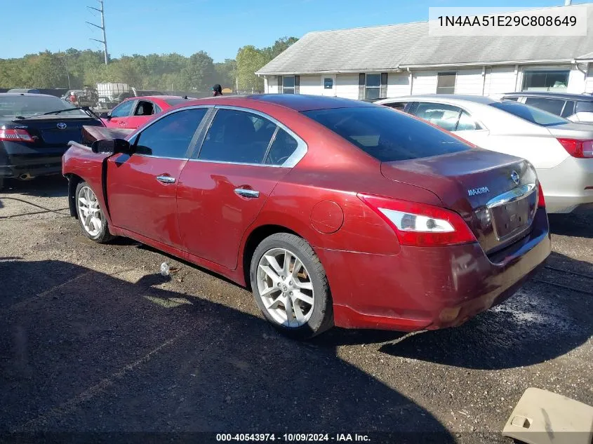 2009 Nissan Maxima S/Sv VIN: 1N4AA51E29C808649 Lot: 40543974