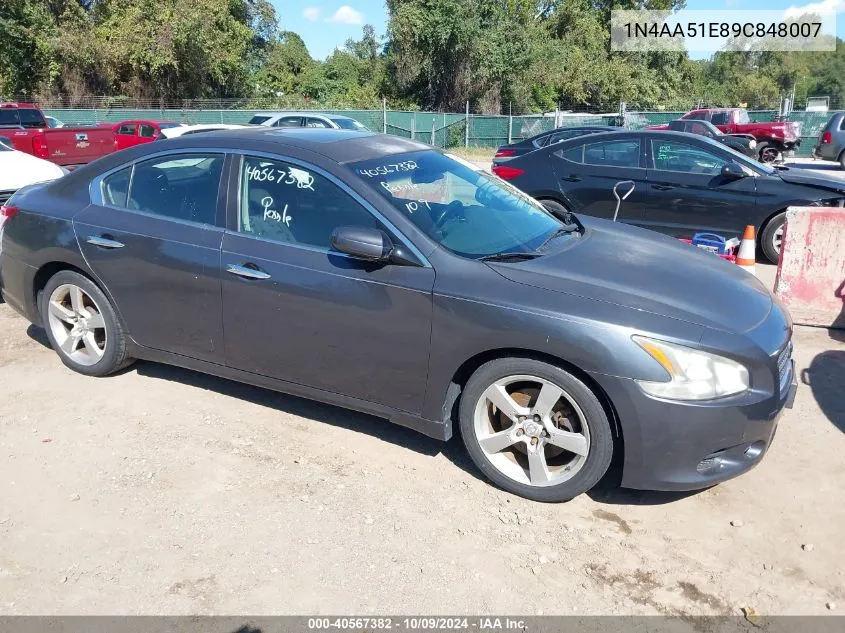 2009 Nissan Maxima 3.5 S VIN: 1N4AA51E89C848007 Lot: 40567382