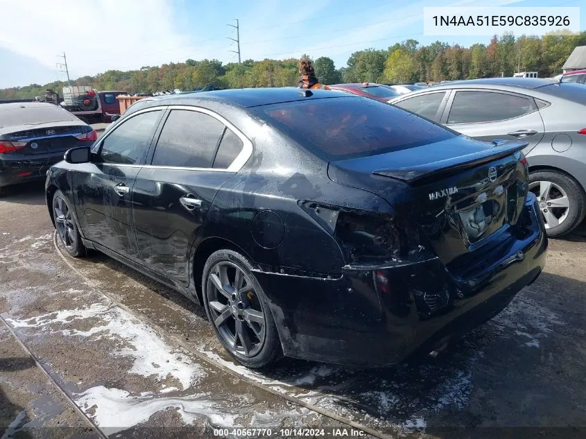 2009 Nissan Maxima 3.5 Sv VIN: 1N4AA51E59C835926 Lot: 40567770