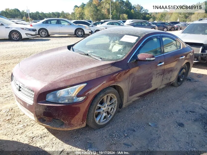 2009 Nissan Maxima 3.5 Sv VIN: 1N4AA51EX9C848915 Lot: 40602652