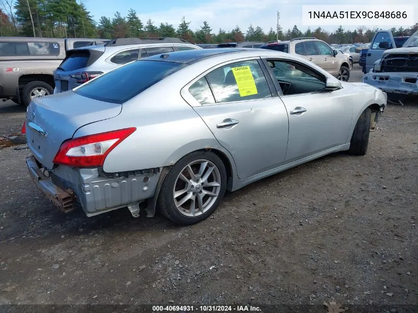 2009 Nissan Maxima 3.5 Sv VIN: 1N4AA51EX9C848686 Lot: 40694931