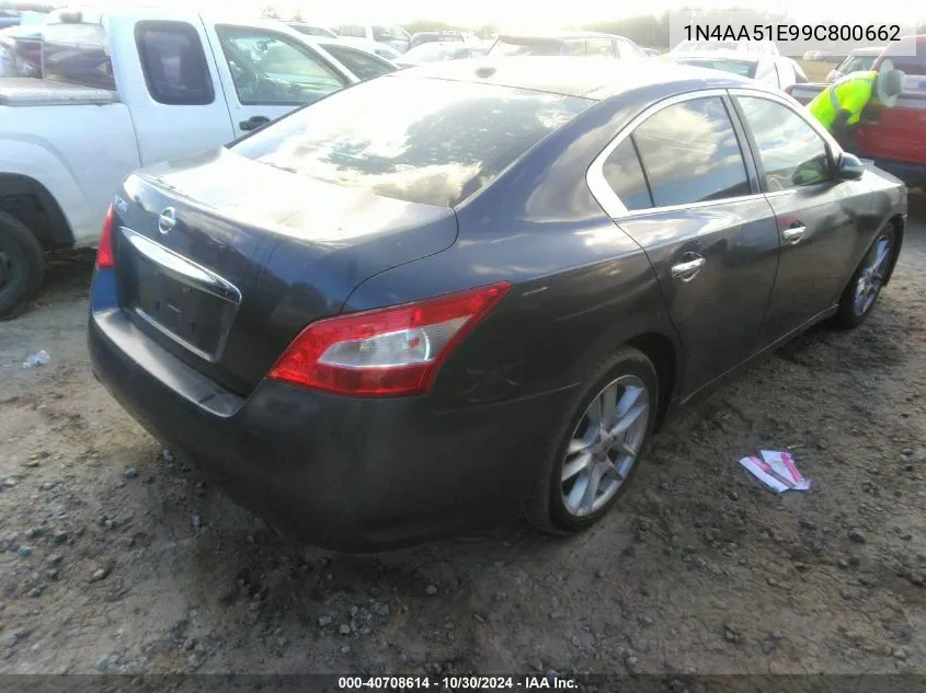 2009 Nissan Maxima 3.5 Sv VIN: 1N4AA51E99C800662 Lot: 40708614