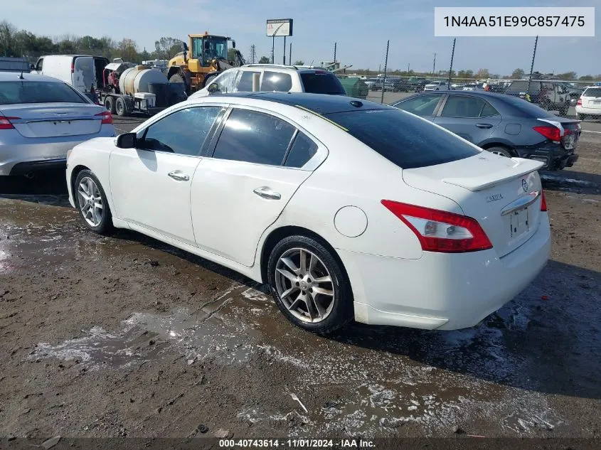 2009 Nissan Maxima 3.5 Sv VIN: 1N4AA51E99C857475 Lot: 40743614