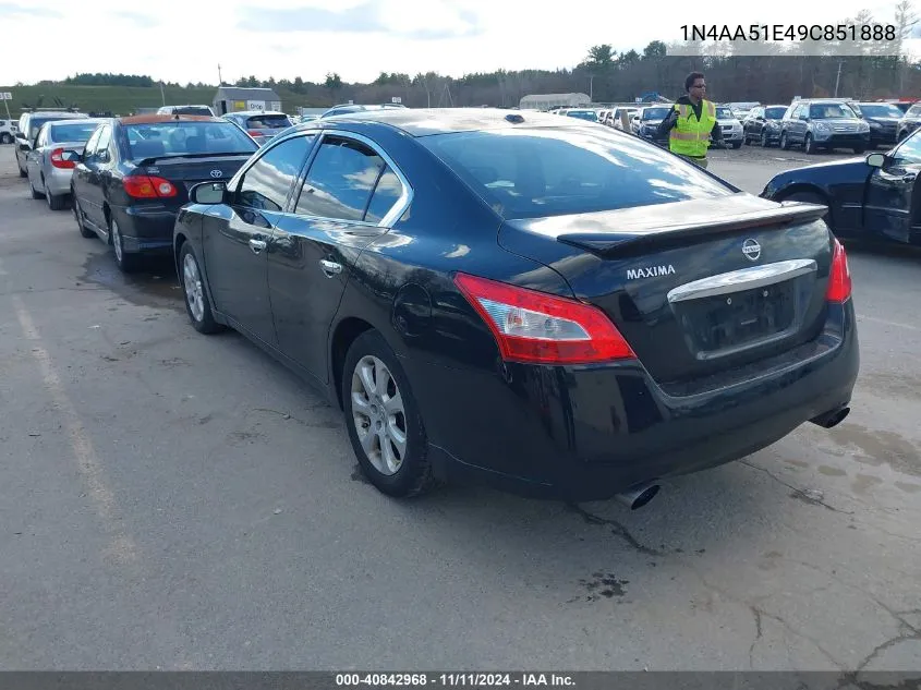 2009 Nissan Maxima 3.5 Sv VIN: 1N4AA51E49C851888 Lot: 40842968