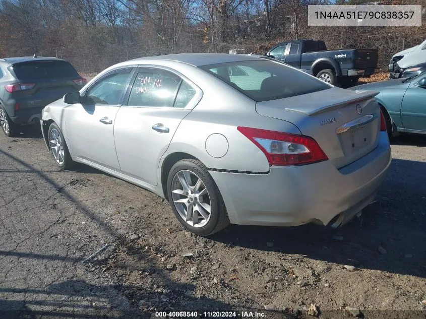 2009 Nissan Maxima 3.5 S VIN: 1N4AA51E79C838357 Lot: 40868540