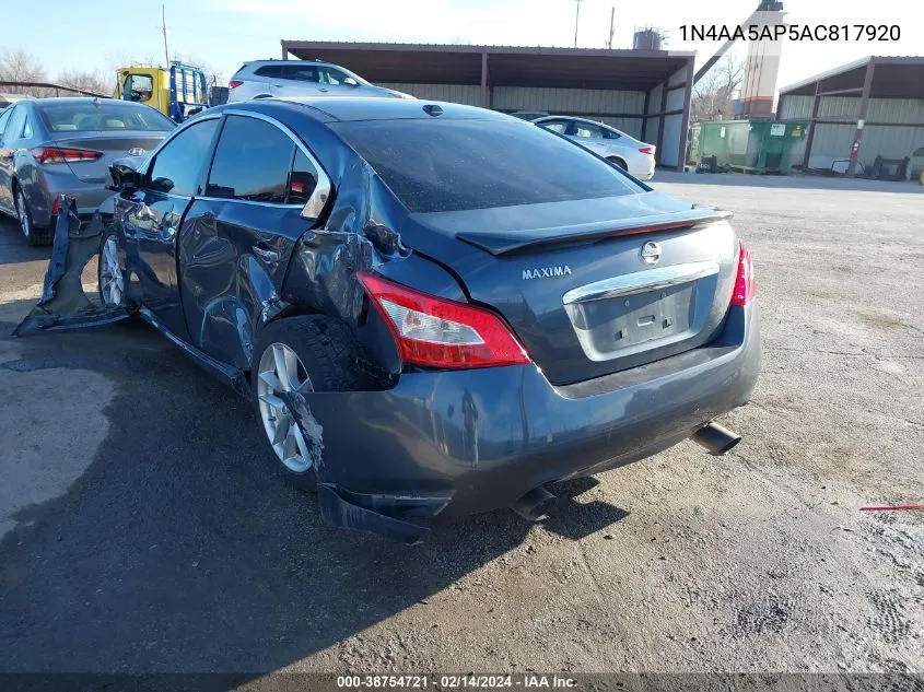 2010 Nissan Maxima 3.5 Sv VIN: 1N4AA5AP5AC817920 Lot: 38754721