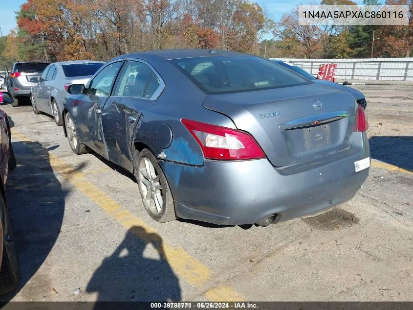 2010 Nissan Maxima 3.5 Sv VIN: 1N4AA5APXAC860116 Lot: 39738771