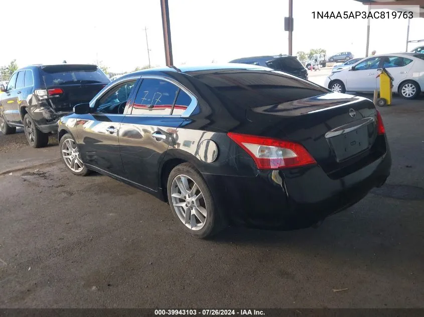 2010 Nissan Maxima 3.5 S VIN: 1N4AA5AP3AC819763 Lot: 39943103