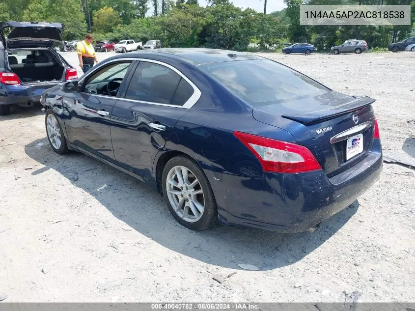 2010 Nissan Maxima 3.5 Sv VIN: 1N4AA5AP2AC818538 Lot: 40040782