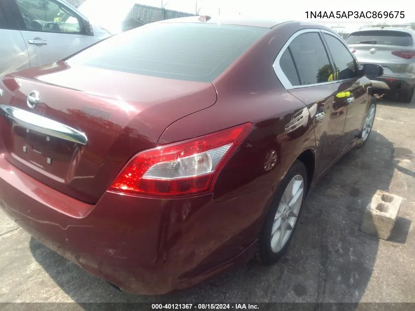 2010 Nissan Maxima 3.5 Sv VIN: 1N4AA5AP3AC869675 Lot: 40121367