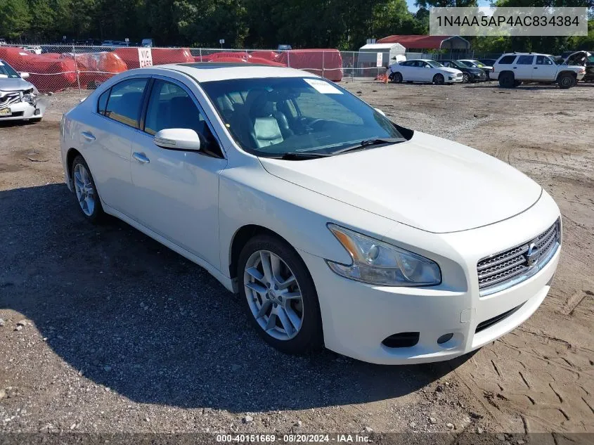 2010 Nissan Maxima 3.5 Sv VIN: 1N4AA5AP4AC834384 Lot: 40151669